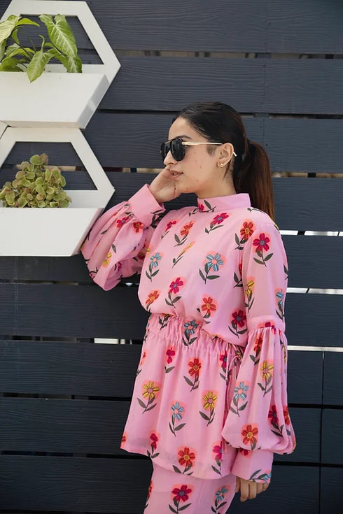 Mel Pink Floral Co Ord Set